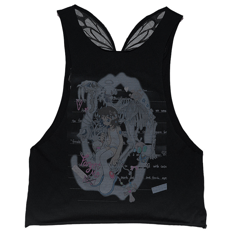 oliwabiu co-branded Butterfly Backless Fossil Sleeveless Top