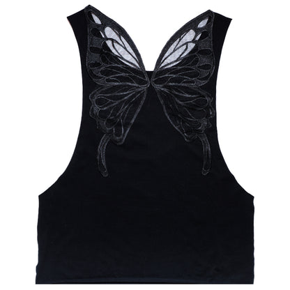 oliwabiu co-branded Butterfly Backless Fossil Sleeveless Top