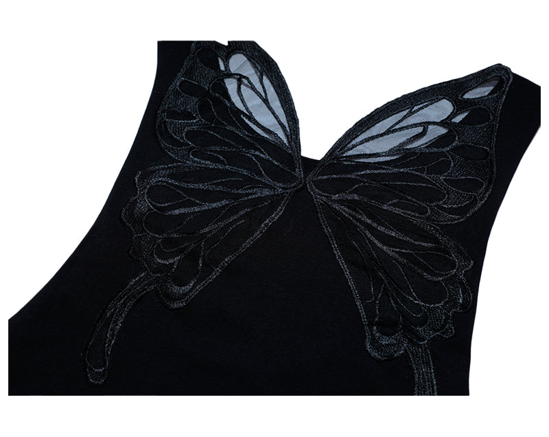 oliwabiu co-branded Butterfly Backless Fossil Sleeveless Top