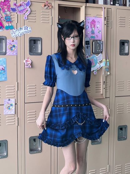 Blue Plaid Cake Dress