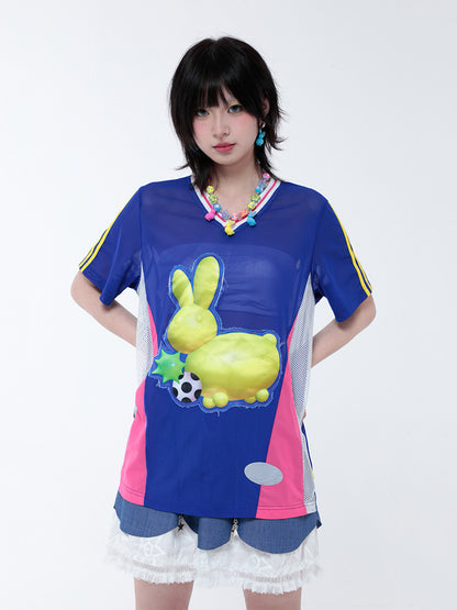 Bunny patchwork short-sleeved jersey