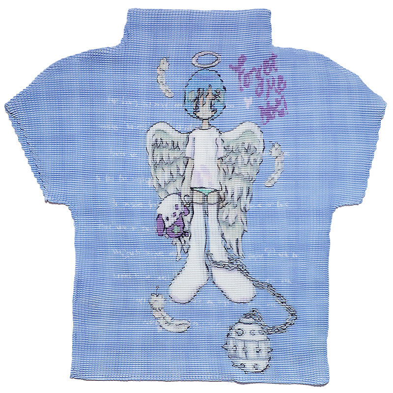 oliwabiu co-branded Angel Check Short Sleeve Ruffle Shirt