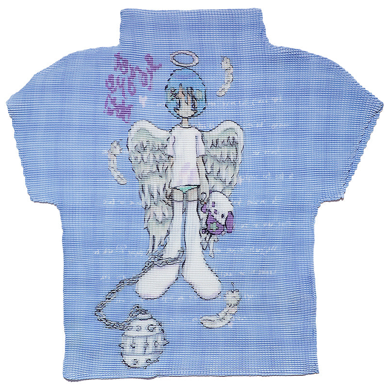 oliwabiu co-branded Angel Check Short Sleeve Ruffle Shirt