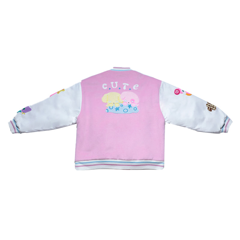 sunonebird co-branded College Pink Baseball Shirt Jacket