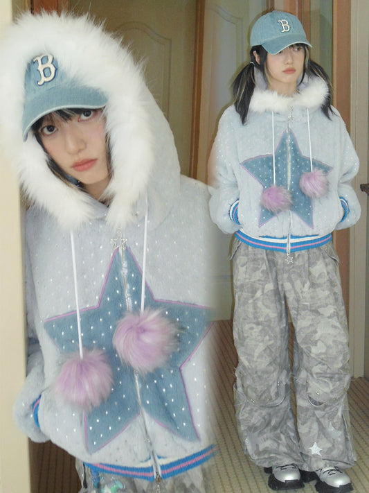 Star Plush Hooded Jacket