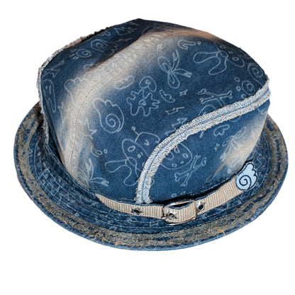 Angel Wings Printed Denim Fisherman's Hat