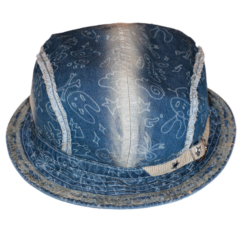 Angel Wings Printed Denim Fisherman's Hat