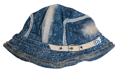 Angel Wings Printed Denim Fisherman's Hat