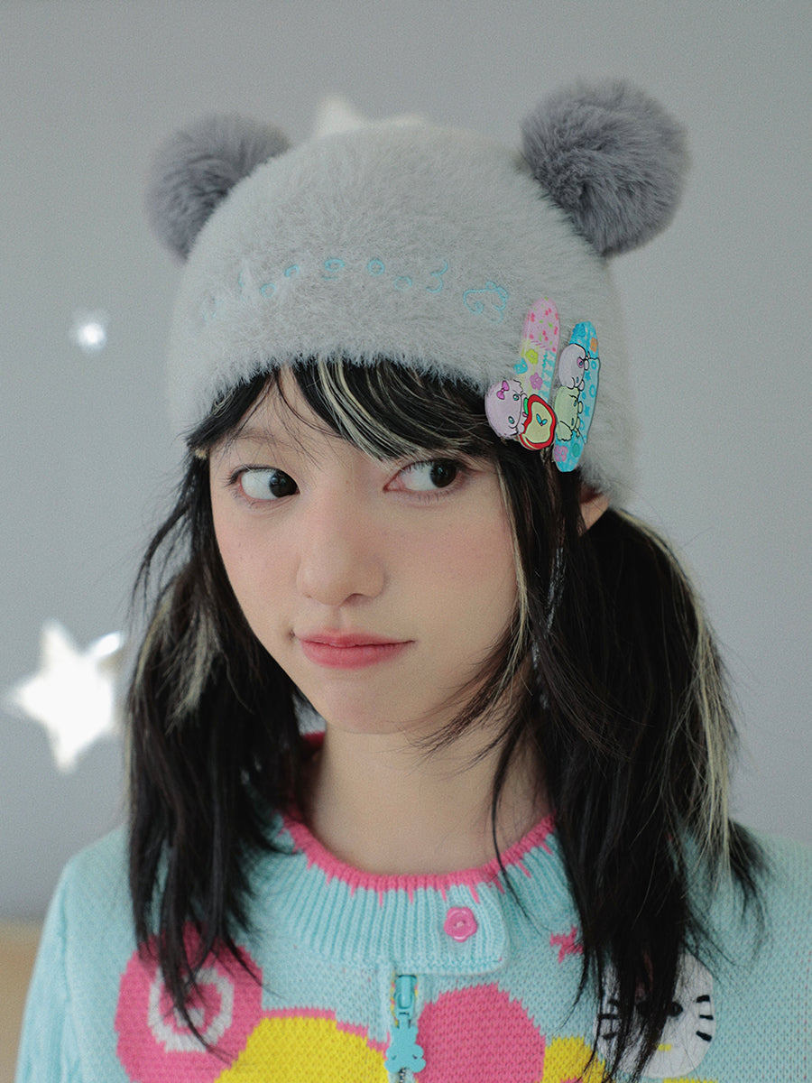 Bear Ears Kaomoji Knit Cold Hat