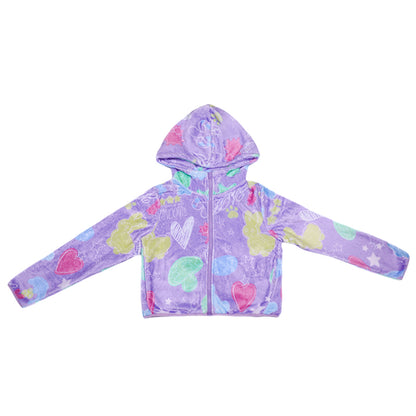 Purple Short Plush Printed Jacket