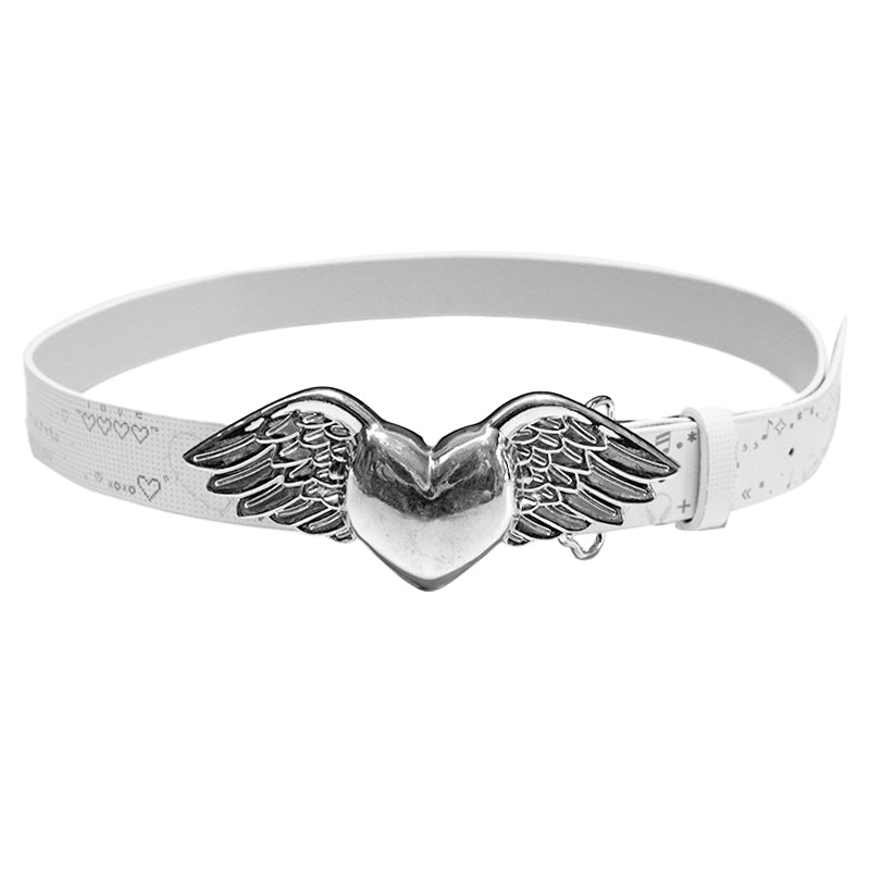 Y2K Angel of Love White Pu Leather Belt