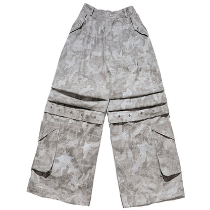 Two-way detachable camouflage work trousers