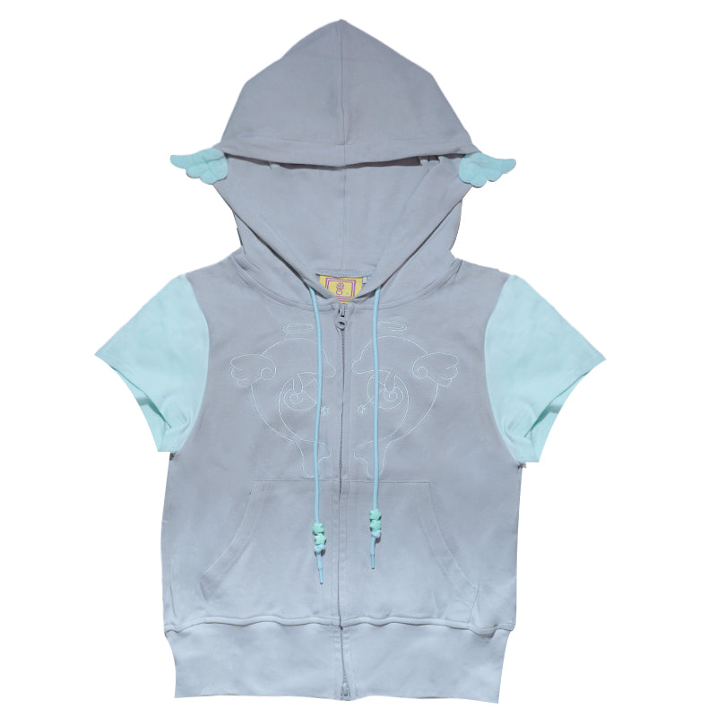 Dolphin Angel Wings Short Sleeve Hooded Sweatshirt Jacket