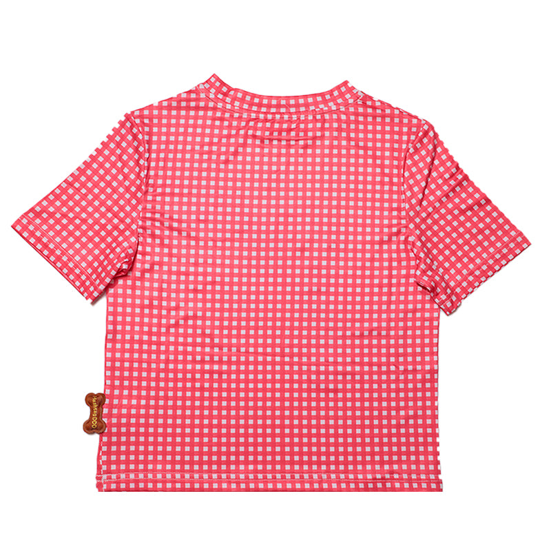 Red White Checkered Dog Short Sleeve T-Shirt