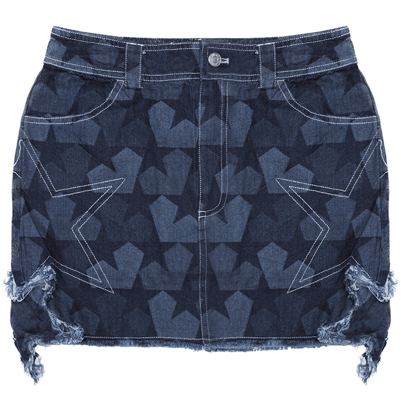 Star denim skirt